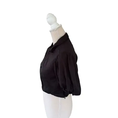 frame denim FRAME Voluminous Twist Crop Blouse In Noir XS NWOT - Image 3
