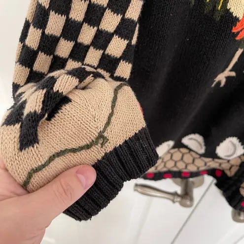 The Quaker Factory Vintage Barn Animals Knit Cardigan Black Size L