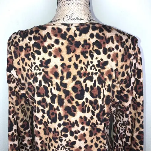 Ivy Jane Leopard Print Brown & Tan Southwestern Style Long Sleeve Top Size M