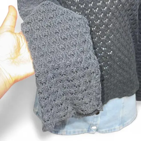 Sheer Black Crochet Layering Sweater Boho Romantic Grunge Size XL Gray