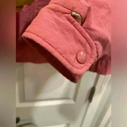 VTG Woolrich Pink Nylon Cream Fleece Lined Jacket Logo Collared Size Large