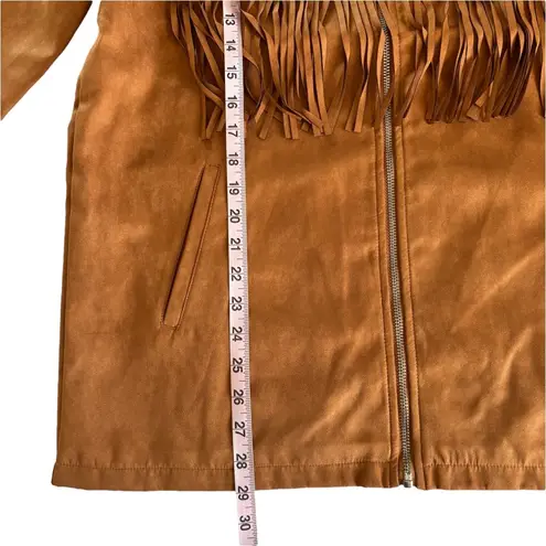 We Wore What Fringe Western Faux Suede Jacket Acorn Brown and Black Medium NWT