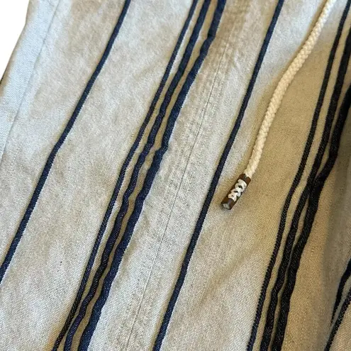 Soft Surroundings Bartley Linen Cotton Blend Pants Cropped Stripe Size Large