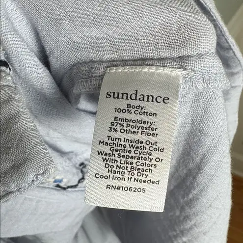 Sundance embroidered cotton long-sleeve top in periwinkle blue S