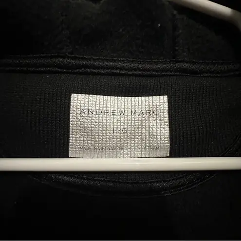 Andrew Marc Women Jacket Hooded Black Knit Fleece Full Zip Size Large L