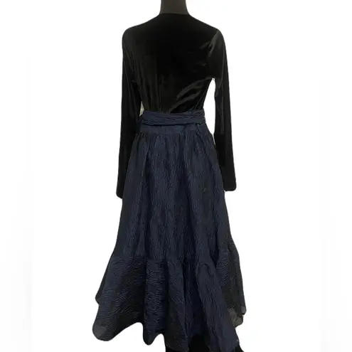 Rachel Parcell Tie Waist Tiered Long Sleeve Midi Dress Sz 8 Modest Event Holiday