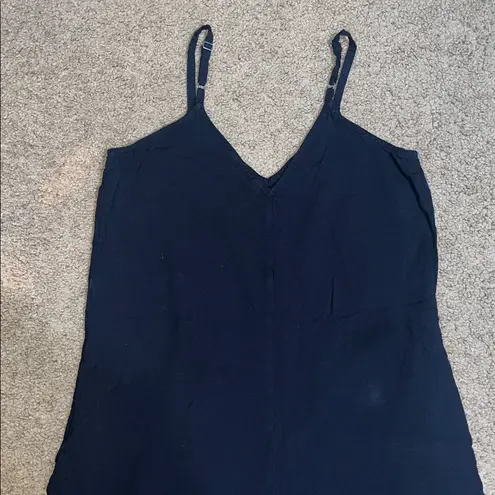 Garnet Hill Wide Leg Relaxed Fit Adjustable Strap Viscose Jumpsuit Black XS