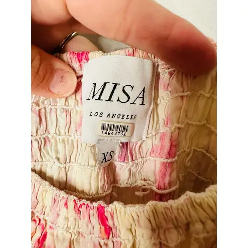 Misa Dina Pink Abstract Rose Floral Off Shoulder Mini Dress Size Extra Small