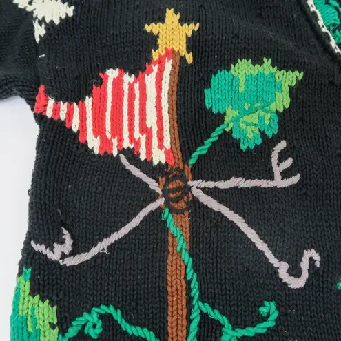 Vintage 90s Just Better Sweater designs by Lisa Coufal Rooster Cardigan Sweater Black Size XL