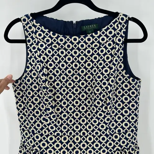 Lauren Ralph Lauren Metallic Geo gold blue Dress cocktail grad party size 12