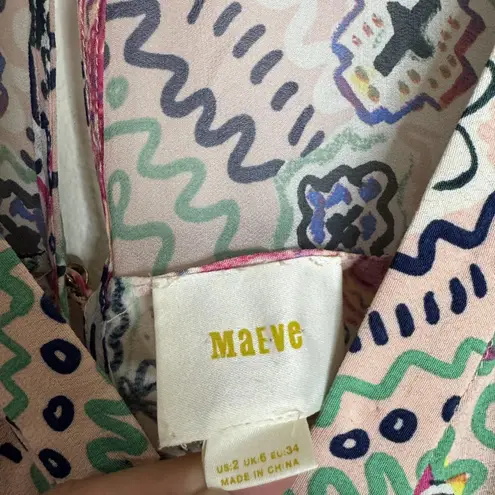 Maeve Anthropologie siya kimono dress Abstract Boho V Neck size 2 flowy