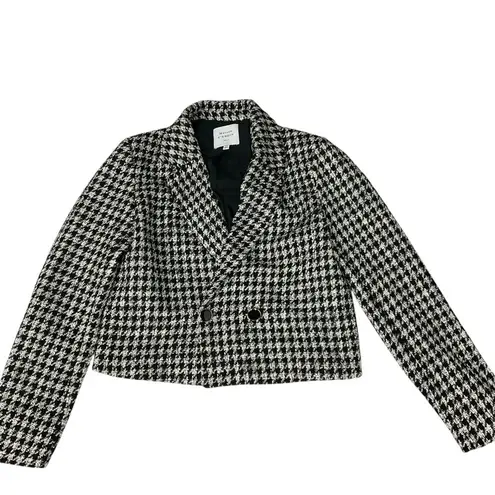 Madison d' Amelie Paris Women's Houndstooth Jacket Size 8 Cropped Black