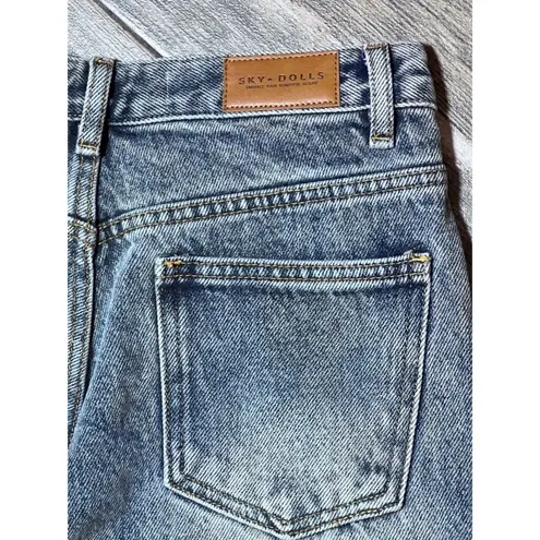 SKY DOLLS Jeans Women 28x36 TALL Wide Leg Light Wash Denim Cotton Baggy Skater Blue Size 28