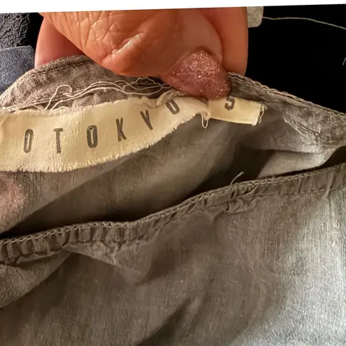 OTOKYO Gray Acid Wash Cropped Boxy Top Unique Structured Design Size S