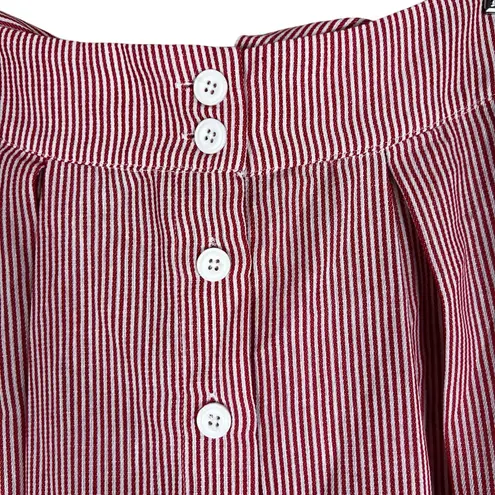 After Market Mini Skirt Womens 6 Red Striped Button Front Cottagecore Picnic