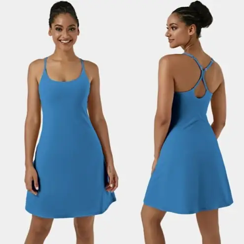 Halara Euphoria Air-Longer Dress & Adjustable Straps in Vallarta Blue Size M NWT