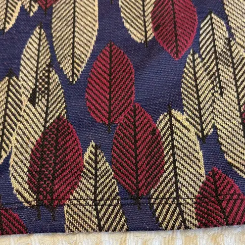 LuLaRoe  CASSIE Pencil Skirt Burgundy Navy Tan Leaf Pattern Size MEDIUM