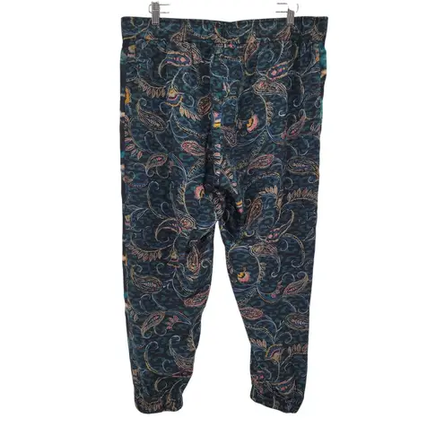 Johnny Was Twilight Paisley Charmeuse Silk Joggers Luxury Designer Artsy Size XL