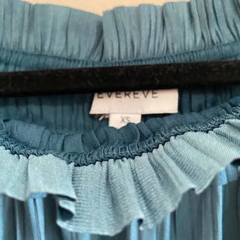 Evereve Teal Blue Off the Shoulder Pleated Top Size X-Small