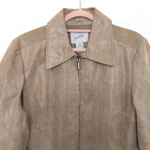 Jacqueline Ferrar Vintage 90s Jaqueline Ferrar Womens Leather Jacket Size L Tan Embossed Western