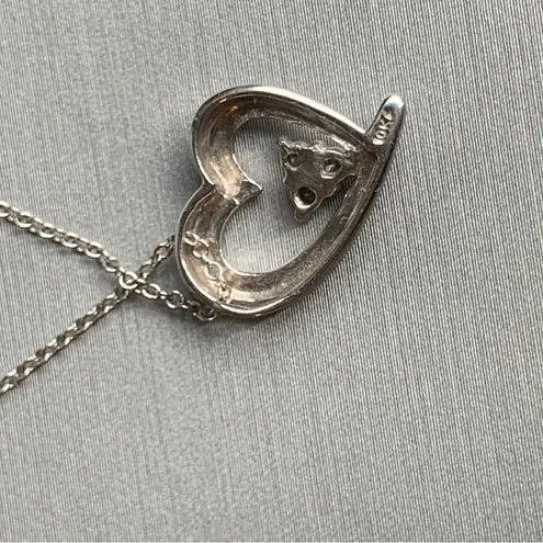 10kt White Gold Heart Diamond Charm with 14k Chain