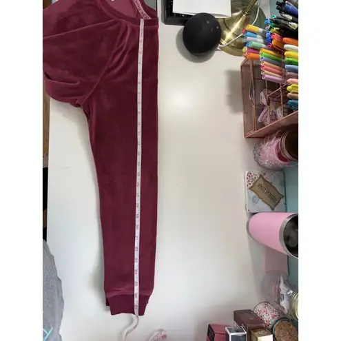 Muk Luks Velour Sweatshirt Burgundy Pullover Raglan Sleeve Women Size M Purple Size M