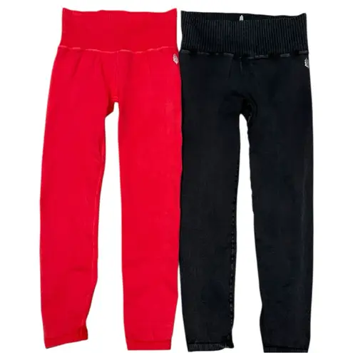 FP Movement Good Karma Leggings Bundle – Cherry Red & Black – M/L EUC Size M