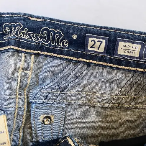 Miss Me  Jeans 27 Mid-Rise Capri Embellished Pockets - EUC