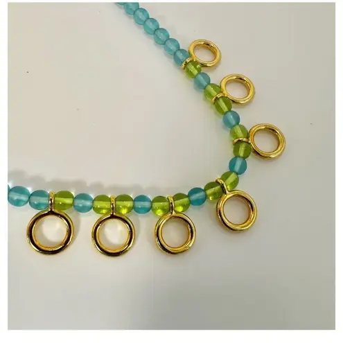 Givenchy blue and gold tone gripoix glass beaded necklace