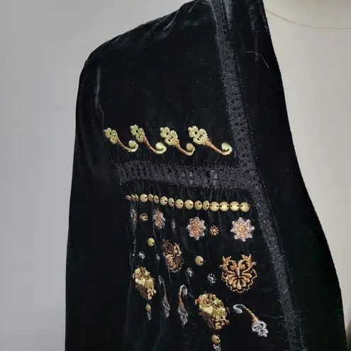 Vintage America Blues Serina Black Embellished Velvet Jacket Size Large