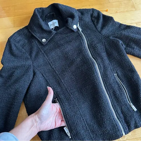 Stoosh Premium Knubby Knit, Zippered Moto Jacket, Blazer, Black, Size S