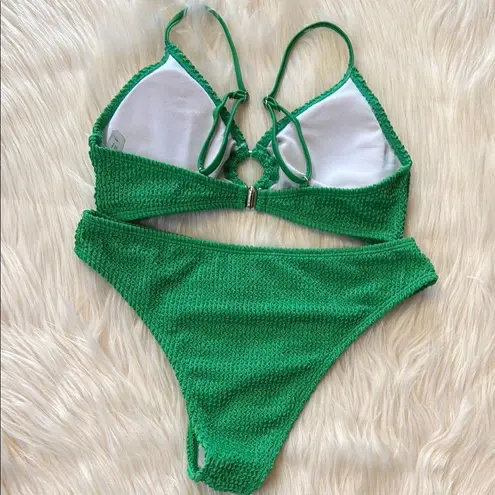 Green Crinkle Textured Bikini 2 Pc Size Small