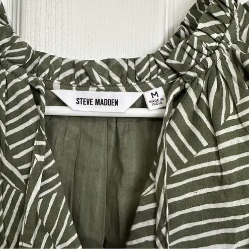 Steve Madden  Abstract Striped Mini Dress Women's Size Medium Dark Olive Green