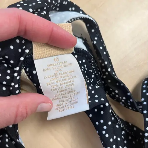 Le Suit LE COVE NWOT One Piece Black & White Polka Dot Modest Pin Up Style Size 10