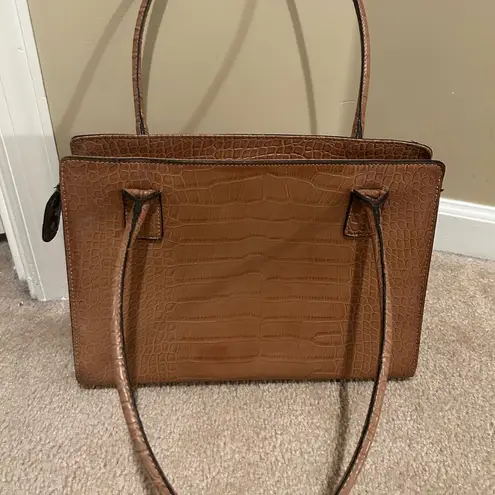 Tommy Hilfiger  Tan Faux Crocodile Leather Tote