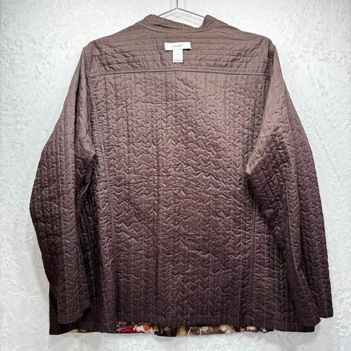 Quilted Reversible Jacket Brown or Floral Lightweight Cotton CJ Banks Size 2X
