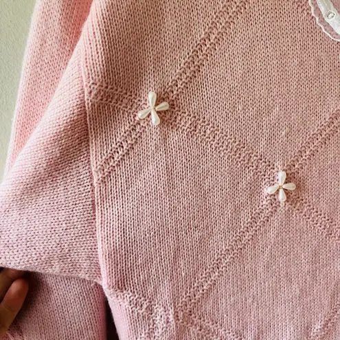 Maggie Lawrence Sz L Vintage Retro Pastel Pink Collared Sweater Dress Maxi Size L