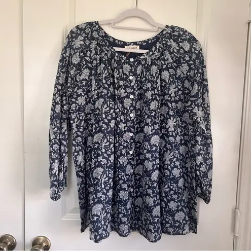 Talisman navy Moon River Boho Raglan Long Sleeve top S/M NWT White Size M