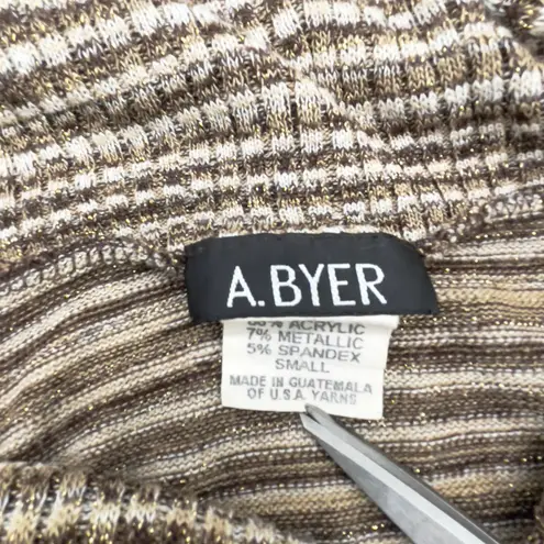 A Byer Vintage Womens Sweater Small Striped Metallic Cowl Neck Y2K - Image 5