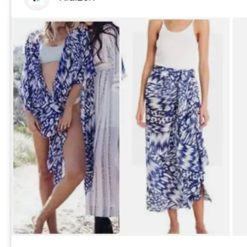 Michael Stars Ruana Multi-Way Convertible Wrap One Size OS Blue