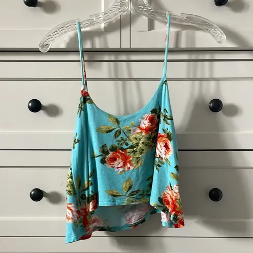 Nollie Women’s Floral Boho Blue Spaghetti Strap CropTop