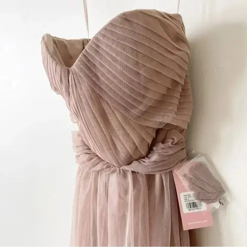 Birdy Grey  Christina Convertible Bridesmaid Dress in Tulle Sandy Taupe S NWT