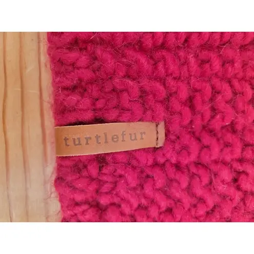 Turtle Fur Knit Burgandy Red Black Fleece Lining Winter Headband Leather Logo