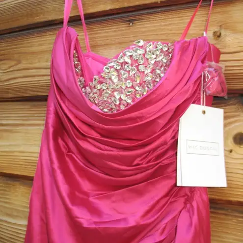 Mac Duggal Pink 2211 STRAPLESS EMBELLISHED SWEETHEART NECKLINE SATIN GOWN