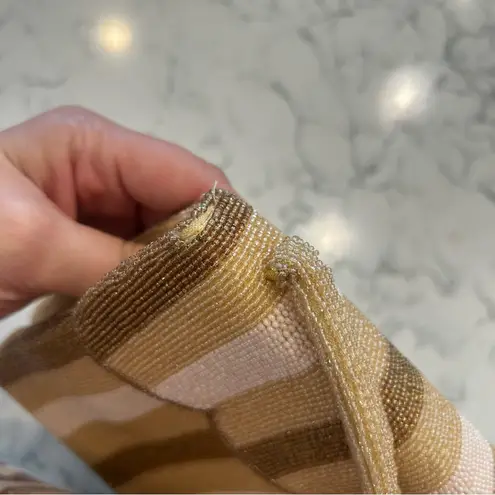 Vintage Walborg Beaded Tan Brown Cream Mini Bag