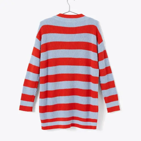 Ban.Do Slouchy Striped Red and Blue Cardigan