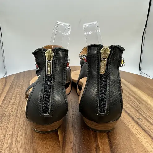 Pikolinos Beaded Gladiator T Strap Leather Sandals Boho Native Women's 39 US 8.5 Black