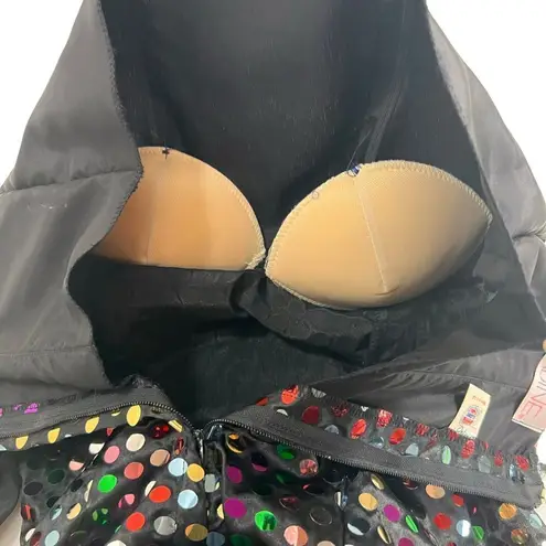 Vintage 80s Nadine Rainbow Swiftie Disco Ball Sequin Strapless Mini Dress Black