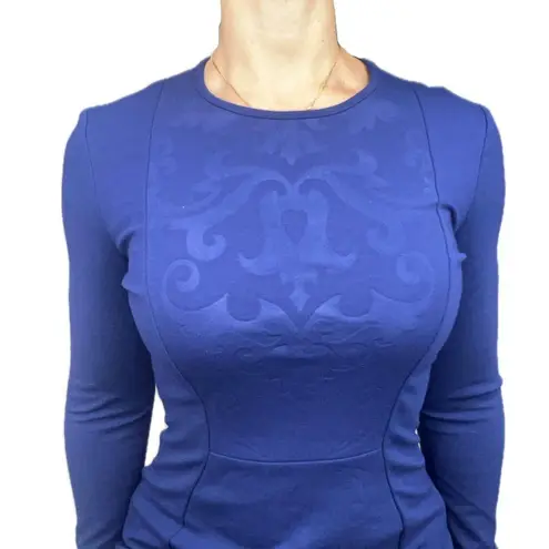 Stella McCartney Cobalt Blue Embossed Jacquard Front Panel Detail Dress