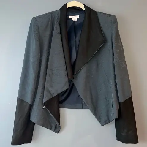 Helmut Lang Perma Jacquard Sleeve Combo Jacket in Dusty Sapphire